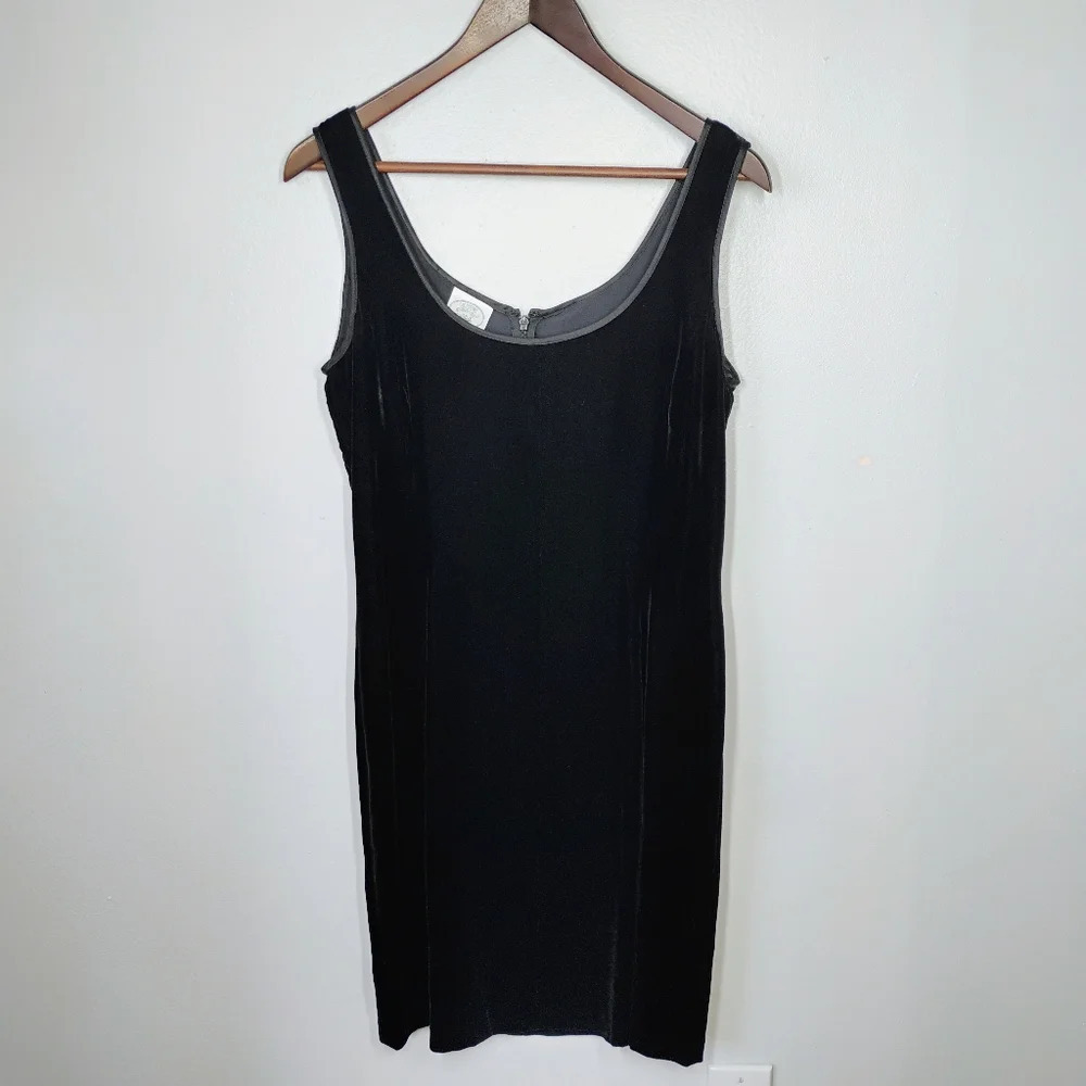 Vtg Laura Ashley Silk Blend Velvet Black Pencil‎ Mini Dress 8 Goth Whimsigoth